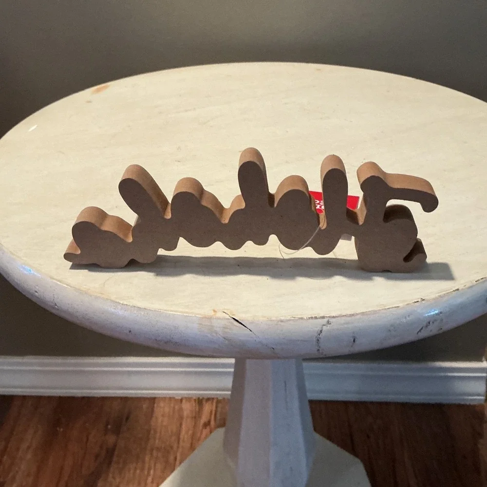 Holiday Style Tabletop Decor Ho ho‎ ho Red Glitter Wood Sign Christmas Accent
